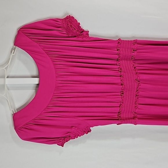New Direction Fuschia Ruffle Trim Dress Size 14 - Picture 5 of 7